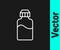 White line Vape liquid bottle for electronic cigarettes icon isolated on black background. Vector