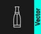 White line Vape liquid bottle for electronic cigarettes icon isolated on black background. Vector