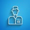 White line Veterinarian doctor icon isolated on blue background. Long shadow. Vector