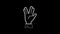White line Vulcan salute icon isolated on black background. Hand with vulcan greet. Spock symbol. 4K Video motion