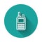 White line Walkie talkie icon isolated with long shadow background. Portable radio transmitter icon. Radio transceiver