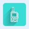 White line Walkie talkie icon isolated with long shadow. Portable radio transmitter icon. Radio transceiver sign. Green