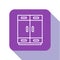 White line Wardrobe icon isolated on white background. Purple square button. Vector