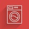 White line Washer icon isolated with long shadow. Washing machine icon. Clothes washer - laundry machine. Home appliance