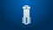 White line Water filter icon isolated on blue background. System for filtration of water. Reverse osmosis system. 4K