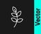 White line Willow leaf icon isolated on black background. Vector