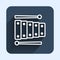 White line Xylophone - musical instrument with thirteen wooden bars and two percussion mallets icon isolated with long