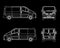 White Linear car vector. Cargo minivan isolated on dark background