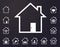 White lined smart home icons