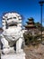 White lion statute by Asian pavilion  in Des Moines, Iowa