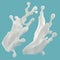 White liquid milk splash elements set