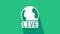 White Live report icon isolated on green background. Live news, hot news. 4K Video motion graphic animation