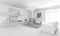 White living room interior 3d