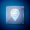 White Location Russia icon isolated on blue background. Navigation, pointer, location, map, gps, direction, place