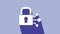 White Lock with bitcoin icon isolated on purple background. Cryptocurrency mining, blockchain technology, security