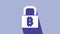 White Lock with bitcoin icon isolated on purple background. Cryptocurrency mining, blockchain technology, security