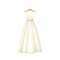 White Long Wedding Dress with Waist Belt on Hanger Closeup Vector Illustration