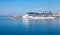 White luxury cruise ship moored in Ajaccio port, Corsica