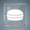 White Macaron cookie icon isolated on grey background. Macaroon sweet bakery. Square glass panels. Vector