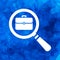 White magnifying glass with flat portfolio briefcase icon