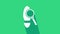 White Magnifying glass with footsteps icon isolated on green background. Detective is investigating. To follow in the