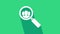 White Magnifying glass for search a people icon isolated on green background. Recruitment or selection concept. Search