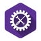 White Maintenance symbol - screwdriver, spanner and cogwheel icon isolated with long shadow. Service tool symbol