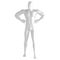 White male abstract mannequin stands holding bent arms at sides on isolated background. 3d rendering