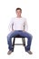 White man sitting on chair relaxed