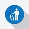 White man throwing garbage to trash bin icon