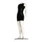 White maniken in a black dress against a white background. Isolate