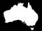 White Map of Australia on Black Background