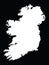 White Map of Republic of Ireland on black background