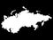 White Map of USSR Soviet Union on Black Background - Miller Projection
