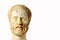 White marble bust of the greek philosopher Aristotle, isolated