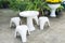 White Marble chair and Marble table in the garden