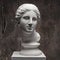 White marble head of young woman. Statue art sculpture of stone face. Ancient beautiful woman monument