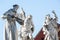 White marble statues surrounding the Plague Column in Maribor, Slovenia