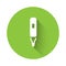 White Marker pen icon isolated with long shadow. Felt-tip pen. Green circle button. Vector