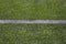 White marking strip on a football field with green