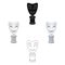 White mask MIME on the stand.The prize for best drama.Movie awards single icon in cartoon,black style vector symbol