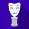 White mask MIME on the stand.The prize for best drama.Movie awards single icon in flat style vector symbol stock