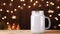 White Mason Jar Mug Mockup With Star-themed Background