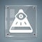 White Masons symbol All-seeing eye of God icon isolated on grey background. The eye of Providence in the triangle