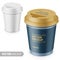 White matte disposable cup with lid template.