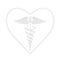 White Medical Caduceus Symbol in Shape of Heart as Clay Style. 3d Rendering