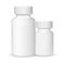 White medical containers on white background