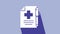 White Medical prescription and pen icon isolated on purple background. Rx form. Recipe medical. Pharmacy or medicine