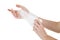 White medicine bandage on injury hand