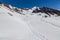 White melting snow on mountain and peak at Apls alpine in Switzerland , Europe